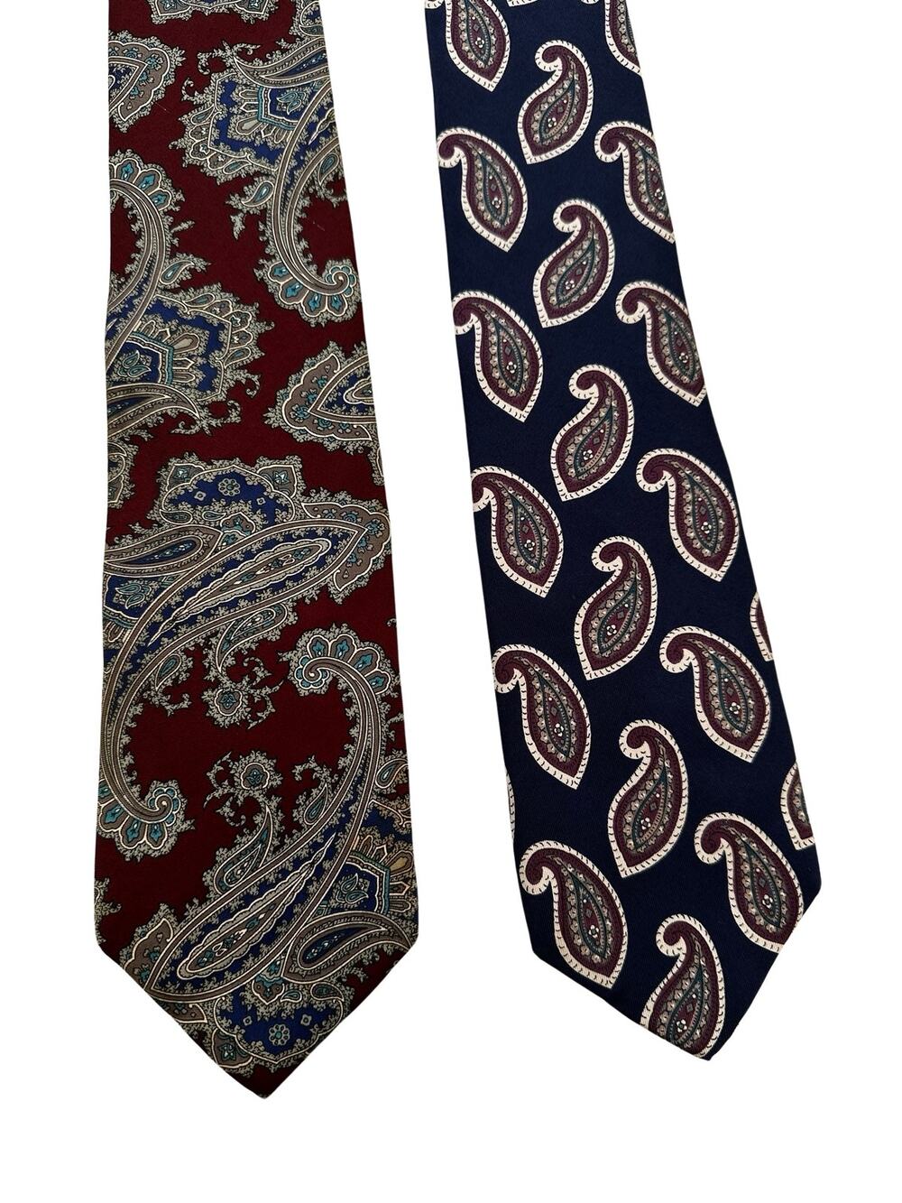 Vintage Pair of Paisley Lands End Silk Neckties